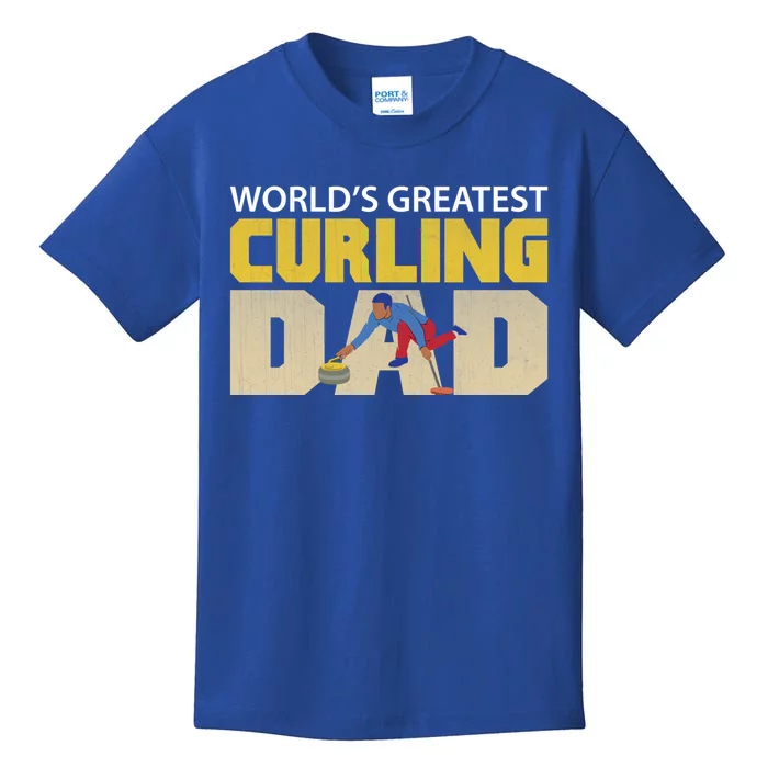 Worlds Greatest Curling Dad Novelty Curling Great Gift Kids T-Shirt