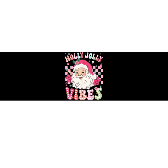 Women Groovy Cute Christmas Santa Claus Holly Jolly Vibes Xmas Gift Bumper Sticker