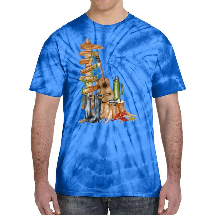 Watercolor Guidepost Camping Crew Road Trip Gift Tie-Dye T-Shirt