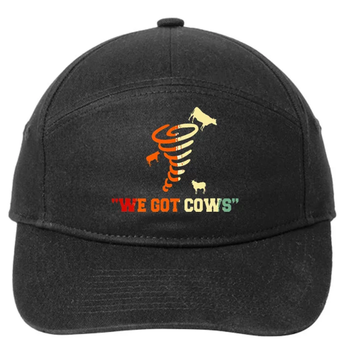 We Got Cows Funny Tornado Chaser Vintage 7-Panel Snapback Hat