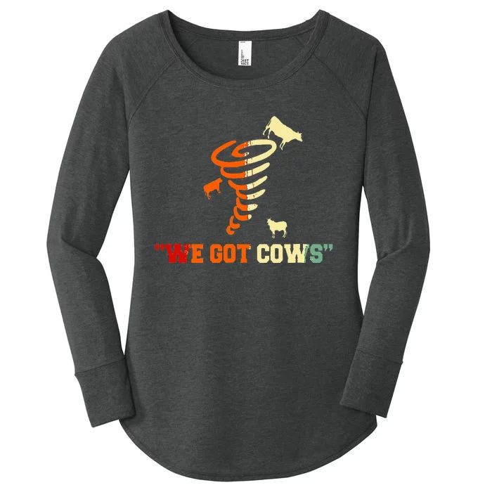 We Got Cows Funny Tornado Chaser Vintage Women's Perfect Tri Tunic Long Sleeve Shirt