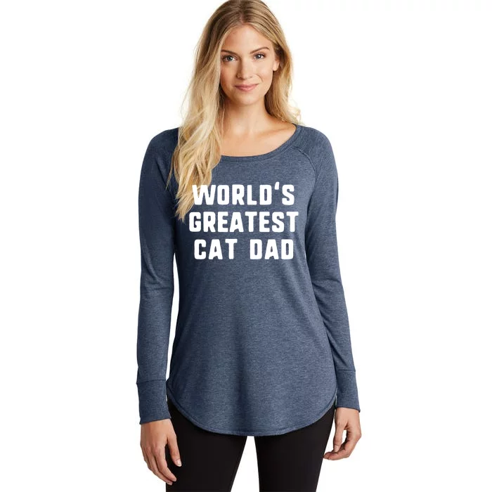 Worlds Greatest Cat Dad Funny Gift Christmas Gift Women's Perfect Tri Tunic Long Sleeve Shirt