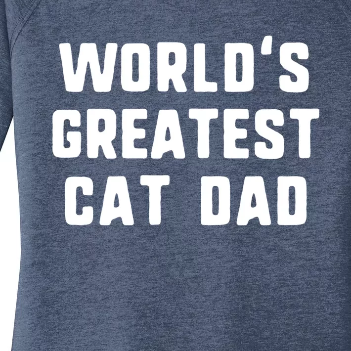 Worlds Greatest Cat Dad Funny Gift Christmas Gift Women's Perfect Tri Tunic Long Sleeve Shirt