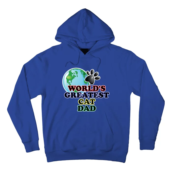 Worlds Greatest Cat Dad Cartoon Globe Great Gift Hoodie