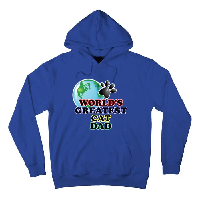 Worlds Greatest Cat Dad Cartoon Globe Great Gift Tall Hoodie