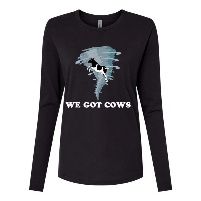 We Got Cows Tornado Chaser Womens Cotton Relaxed Long Sleeve T-Shirt