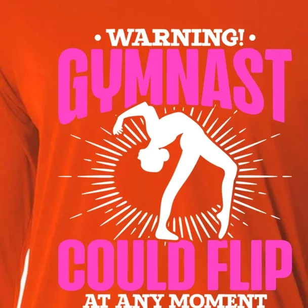 Warning Gymnast Could Flip At Any Mot Funny Gymnast Gift Cooling Performance Long Sleeve Crew