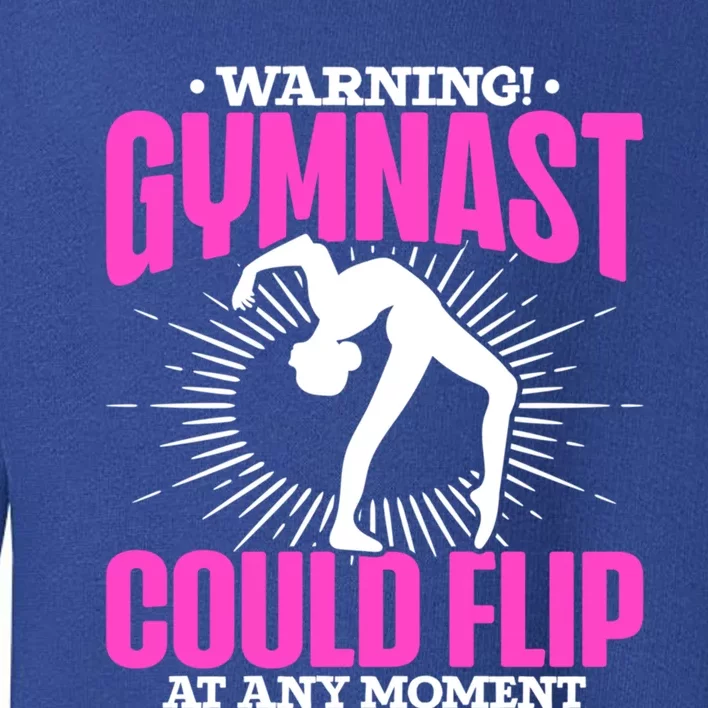 Warning Gymnast Could Flip At Any Mot Funny Gymnast Gift Toddler Sweatshirt