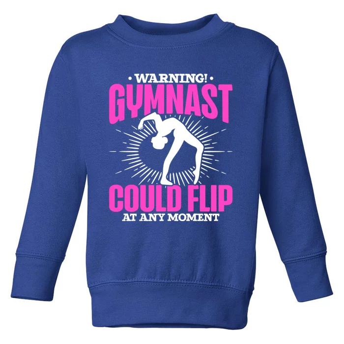 Warning Gymnast Could Flip At Any Mot Funny Gymnast Gift Toddler Sweatshirt