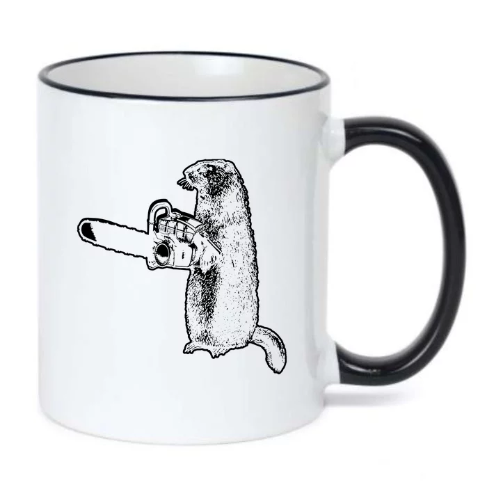 Woodchuck Groundhog Day Could Chainsaw Wood Black Color Changing Mug