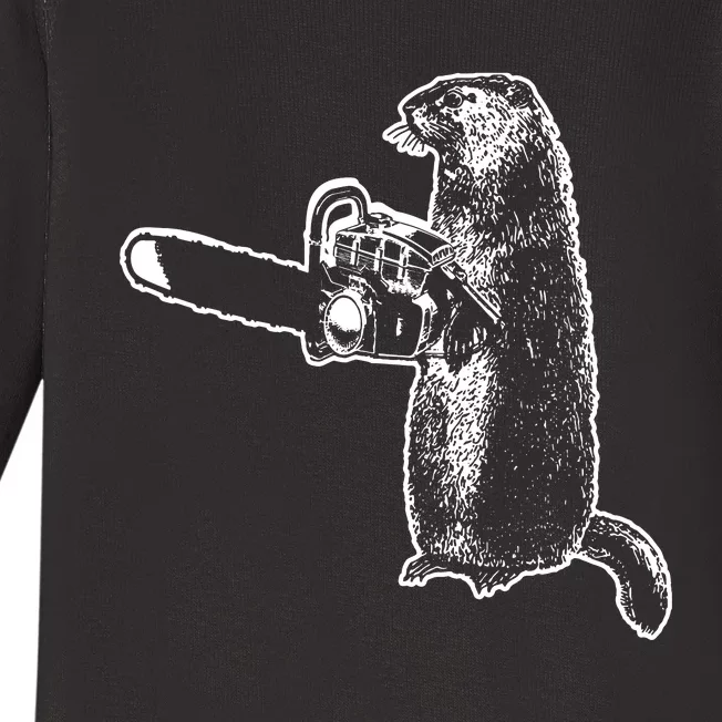 Woodchuck Groundhog Day Could Chainsaw Wood Baby Long Sleeve Bodysuit