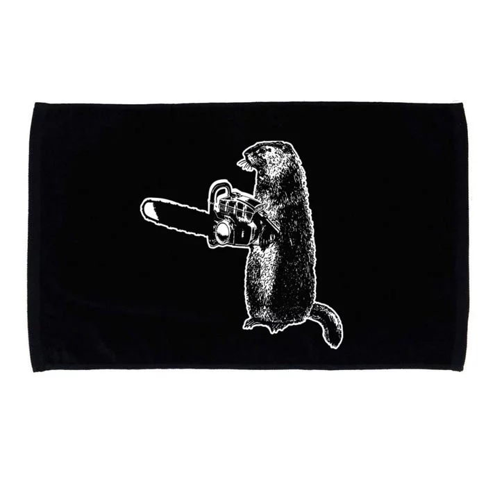 Woodchuck Groundhog Day Could Chainsaw Wood Microfiber Hand Towel