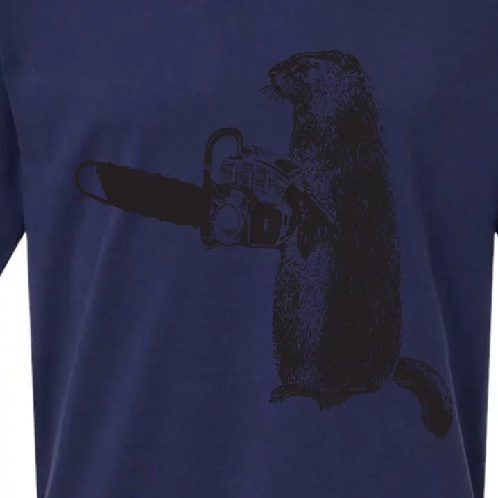 Woodchuck Groundhog Day Could Chainsaw Wood Sueded Cloud Jersey T-Shirt