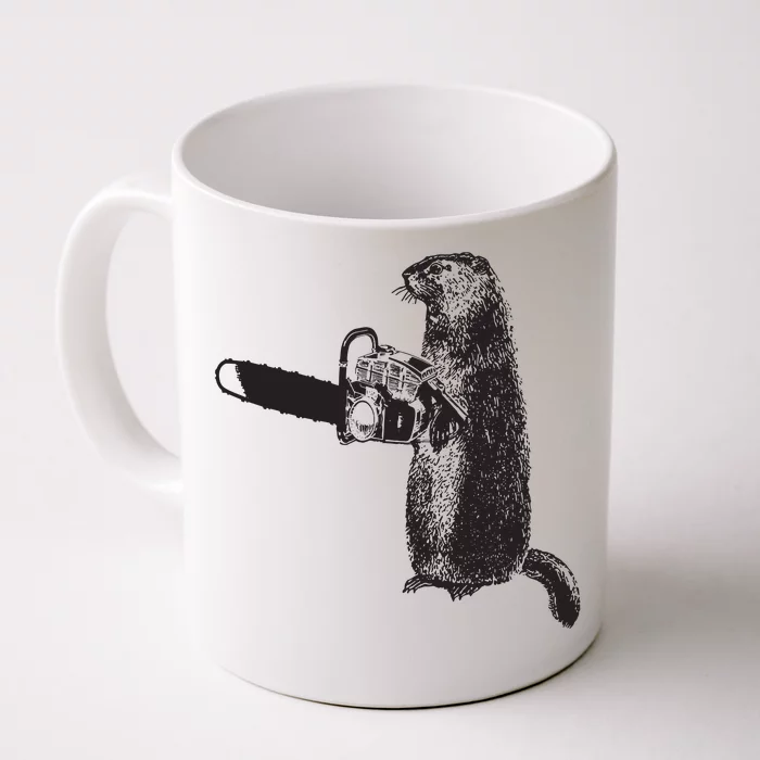 Woodchuck Groundhog Day Could Chainsaw Wood Front & Back Coffee Mug