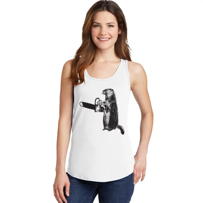 Woodchuck Groundhog Day Could Chainsaw Wood Ladies Essential Tank