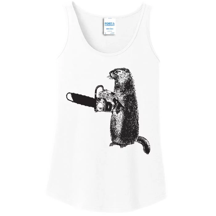 Woodchuck Groundhog Day Could Chainsaw Wood Ladies Essential Tank