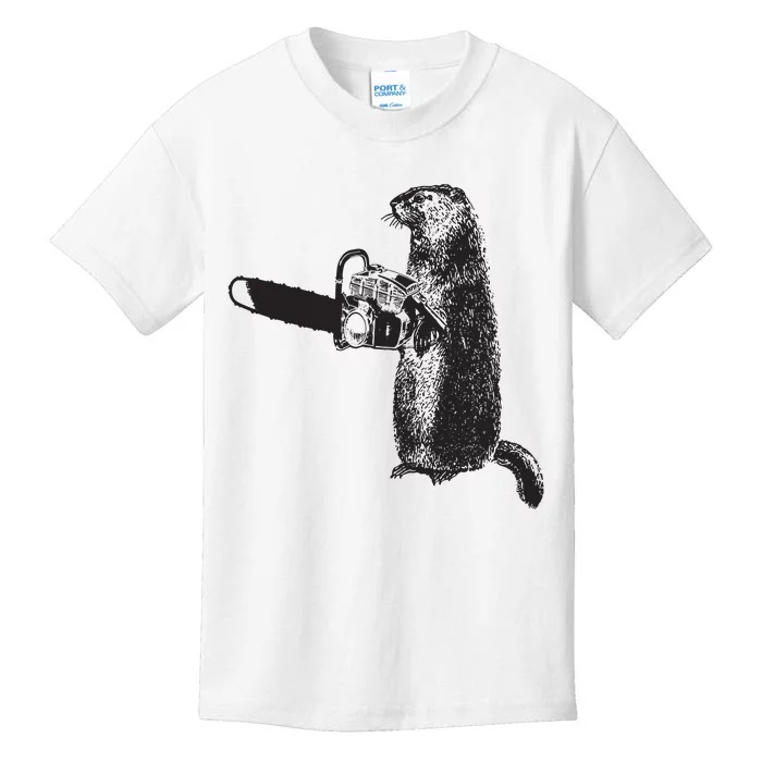 Woodchuck Groundhog Day Could Chainsaw Wood Kids T-Shirt