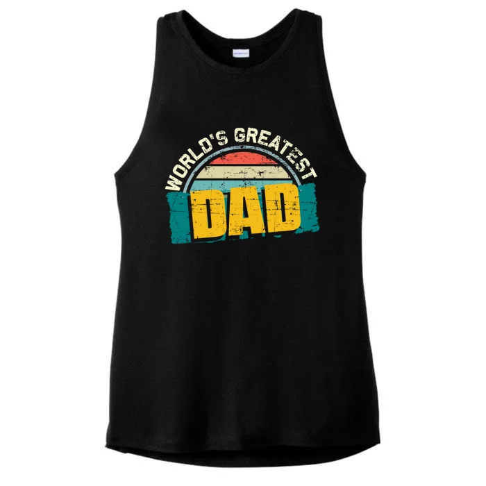 Worlds Greatest Dad Gift Ladies Tri-Blend Wicking Tank