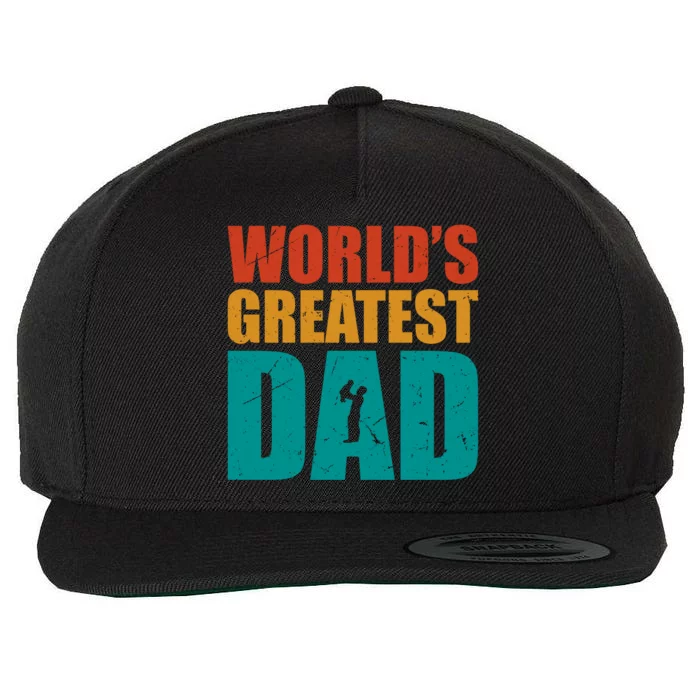 Worlds Greatest Dad Retro Funny Gift Wool Snapback Cap