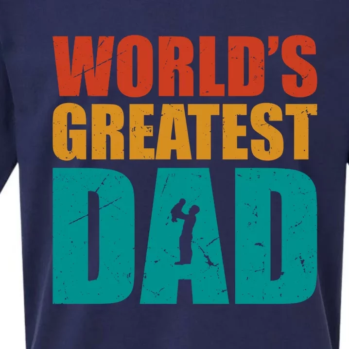 Worlds Greatest Dad Retro Funny Gift Sueded Cloud Jersey T-Shirt