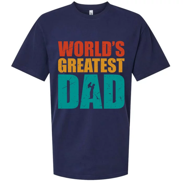 Worlds Greatest Dad Retro Funny Gift Sueded Cloud Jersey T-Shirt