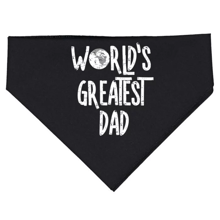 Worlds Greatest Dad Rough White Text Cool Gift USA-Made Doggie Bandana