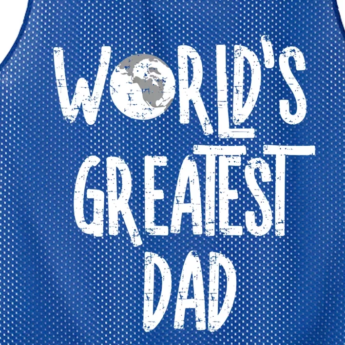 Worlds Greatest Dad Rough White Text Cool Gift Mesh Reversible Basketball Jersey Tank