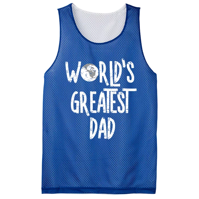 Worlds Greatest Dad Rough White Text Cool Gift Mesh Reversible Basketball Jersey Tank