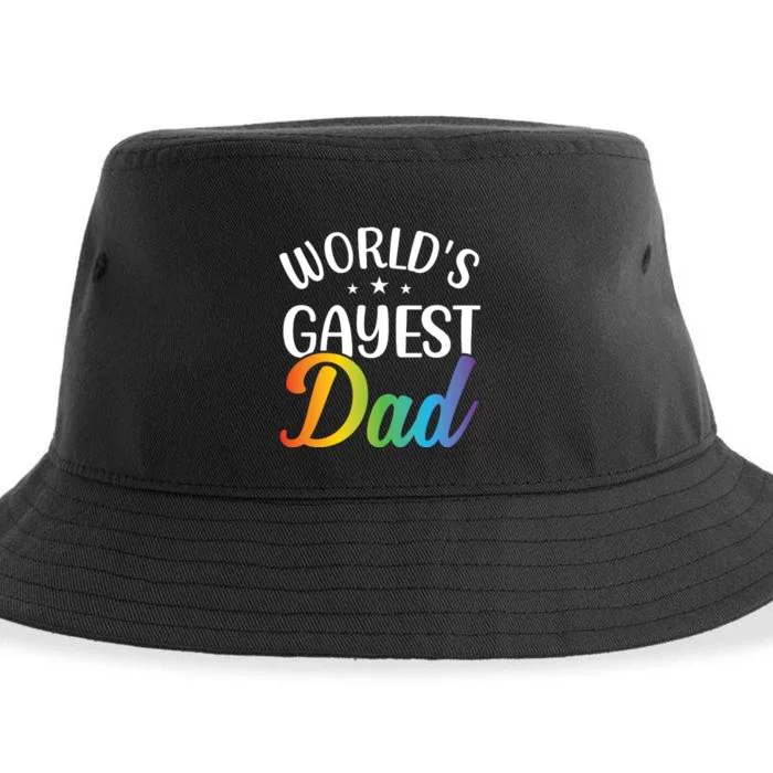 Worlds Gayest Dad LGBT T Design Sustainable Bucket Hat