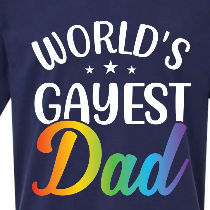 Worlds Gayest Dad LGBT T Design Sueded Cloud Jersey T-Shirt