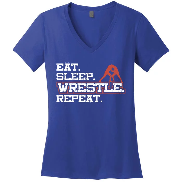 Wrestling Gift Design For Wrestling Fans Wrestle Gift Women's V-Neck T-Shirt