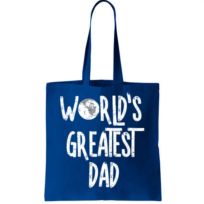 Worlds Greatest Dad Rough White Text Gift Tote Bag