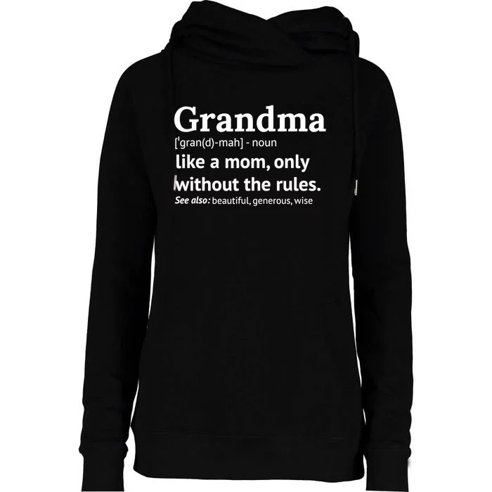 Womens Grandma Definition Shirt Funny Gift For Grandmother TShirt Womens Funnel Neck Pullover Hood