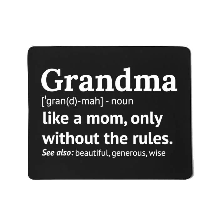 Womens Grandma Definition Shirt Funny Gift For Grandmother TShirt Mousepad