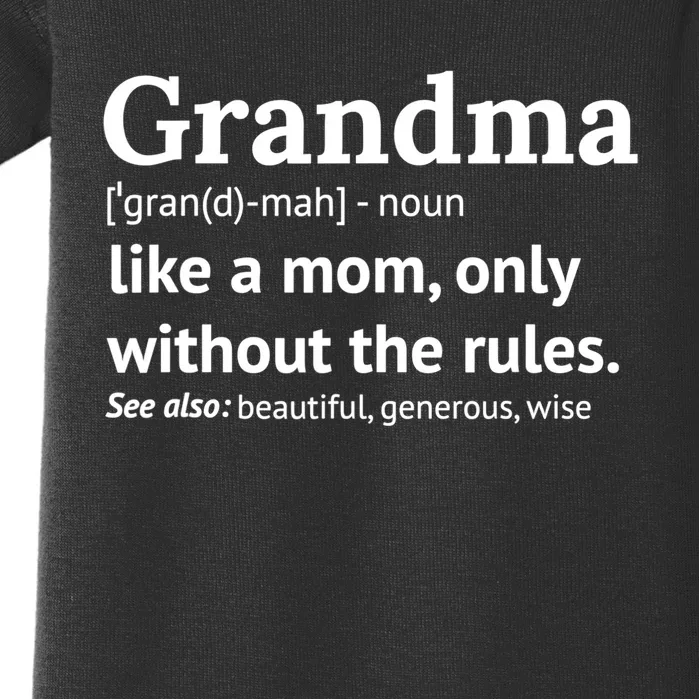 Womens Grandma Definition Shirt Funny Gift For Grandmother TShirt Baby Bodysuit