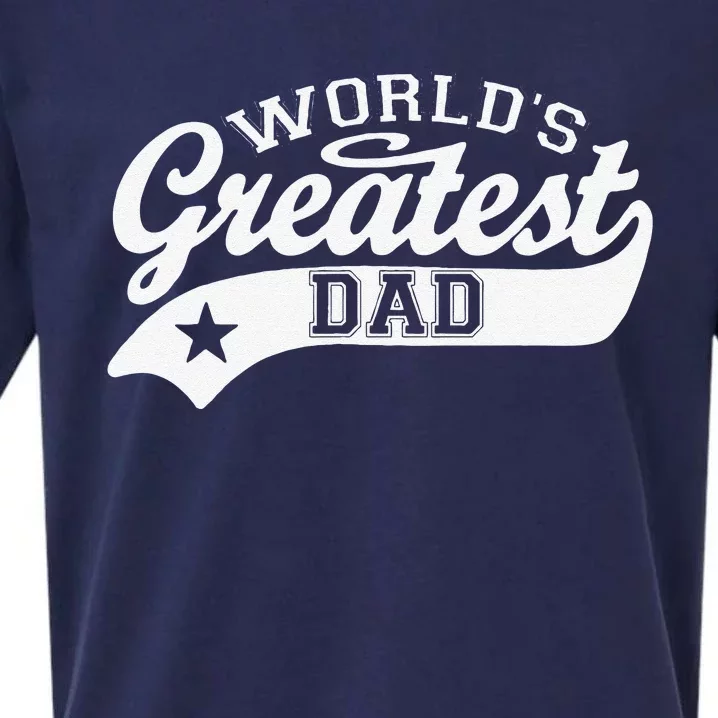 Worlds Greatest Dad Funny Fathers Day Sueded Cloud Jersey T-Shirt