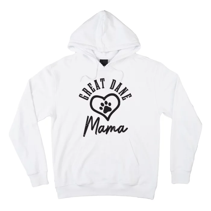 Womens Great Dane Mama Heart Dog Paw Great Dane Mom Hoodie