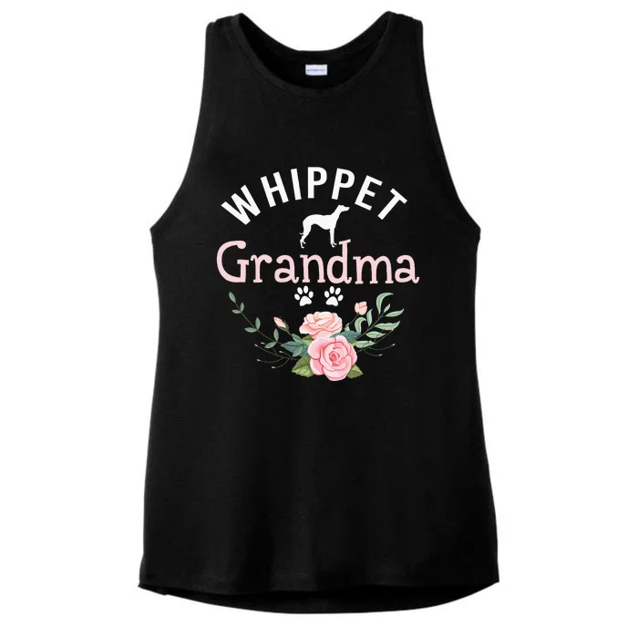 Whippet Grandma Dog florals Cute Dog mother's day Ladies Tri-Blend Wicking Tank