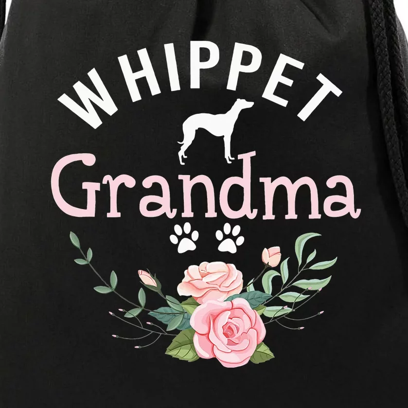 Whippet Grandma Dog florals Cute Dog mother's day Drawstring Bag