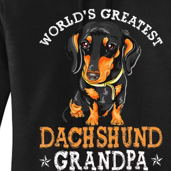 World's Greatest Dachshund Grandpa Funny Dog Wiener Lover Women's Pullover Hoodie