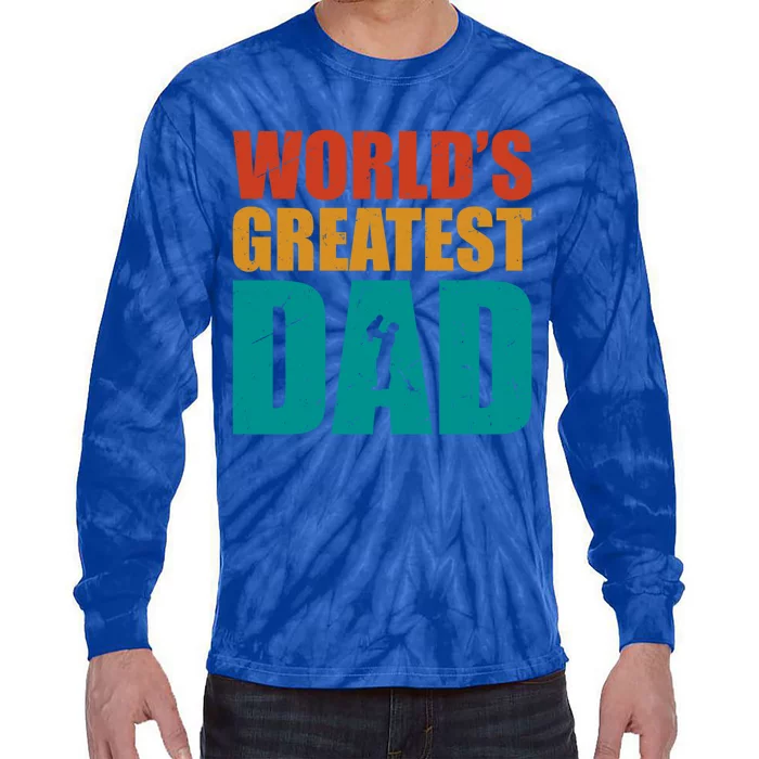 Worlds Greatest Dad Retro Gift Tie-Dye Long Sleeve Shirt