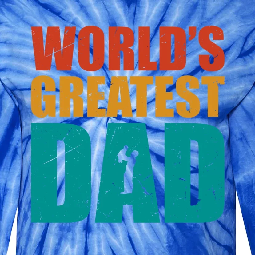 Worlds Greatest Dad Retro Gift Tie-Dye Long Sleeve Shirt