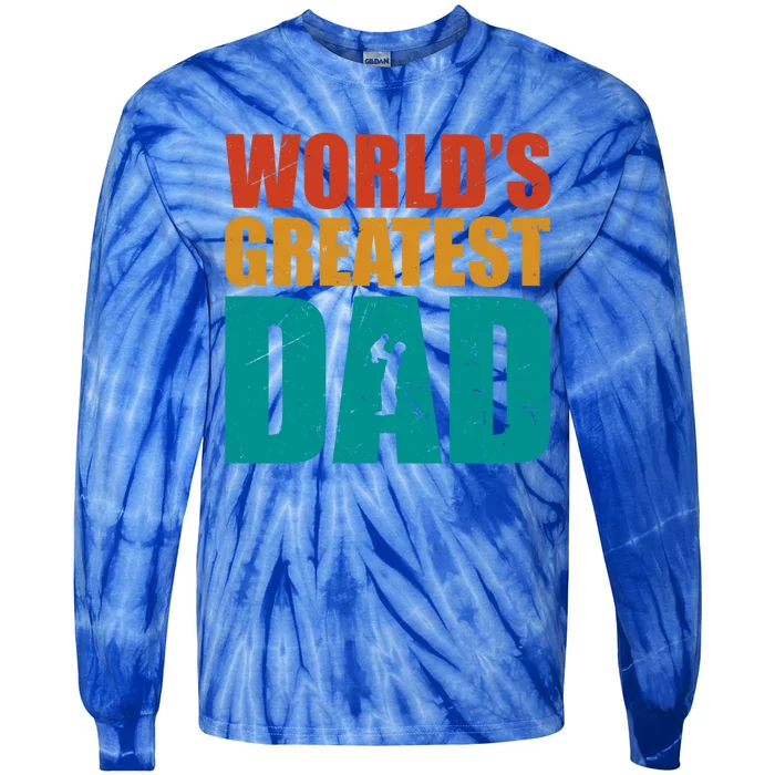 Worlds Greatest Dad Retro Gift Tie-Dye Long Sleeve Shirt