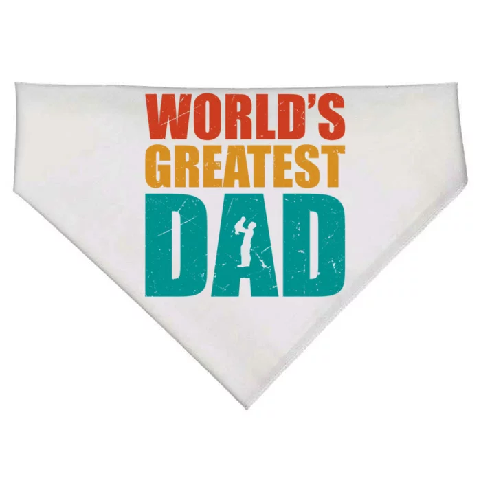 Worlds Greatest Dad Retro Gift USA-Made Doggie Bandana