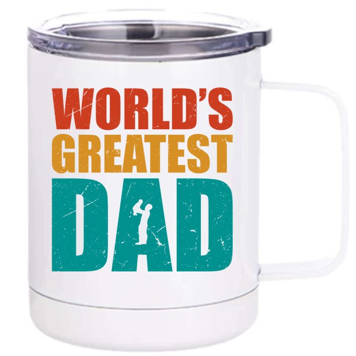 Worlds Greatest Dad Retro Gift Front & Back 12oz Stainless Steel Tumbler Cup