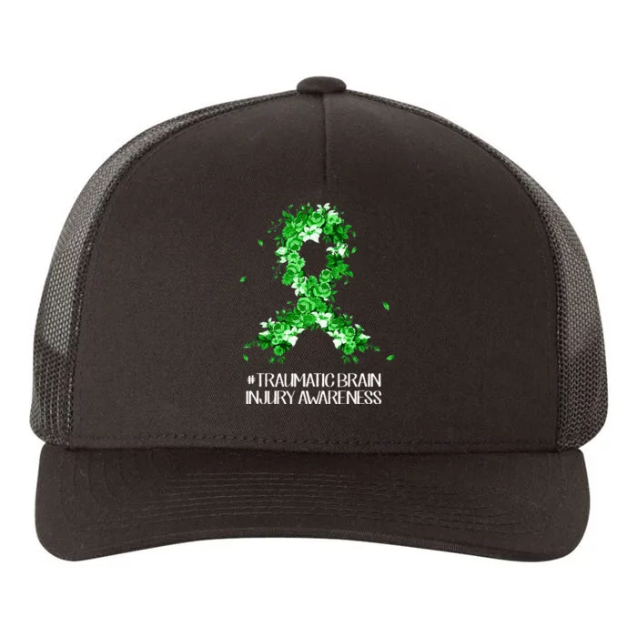 Wear Green Flower Ribbon Traumatic Brain Injury Awareness Yupoong Adult 5-Panel Trucker Hat