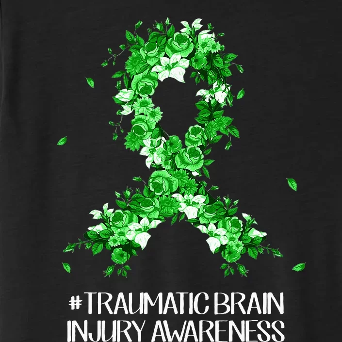 Wear Green Flower Ribbon Traumatic Brain Injury Awareness ChromaSoft Performance T-Shirt