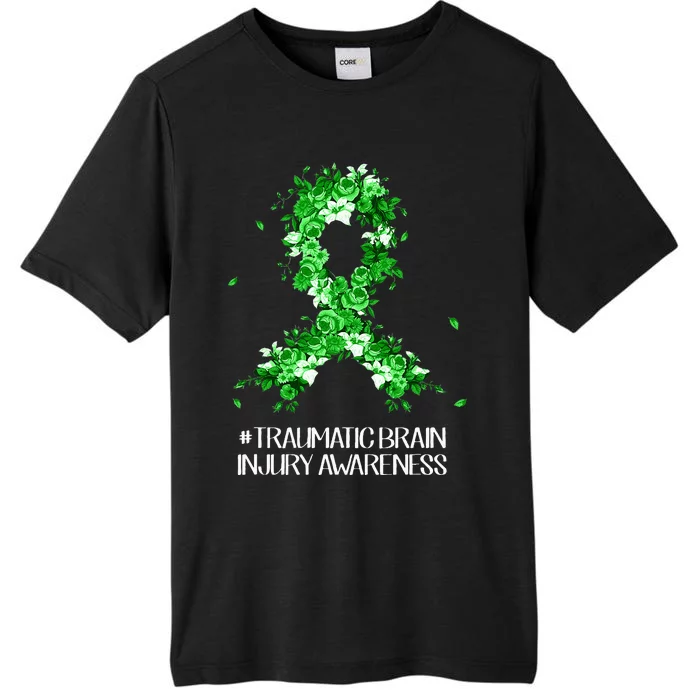 Wear Green Flower Ribbon Traumatic Brain Injury Awareness ChromaSoft Performance T-Shirt