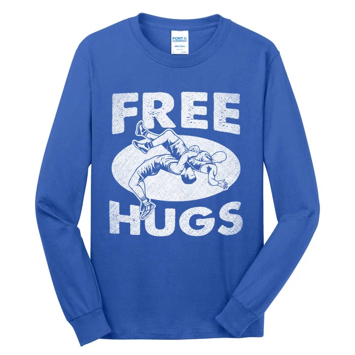 Wrestling Gift Funny Free Hugs Wrestling Great Gift Tall Long Sleeve T-Shirt