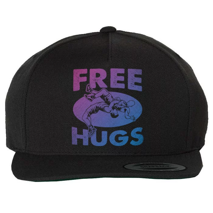 Wrestling Gift Funny Free Hugs Wrestling Great Gift Wool Snapback Cap